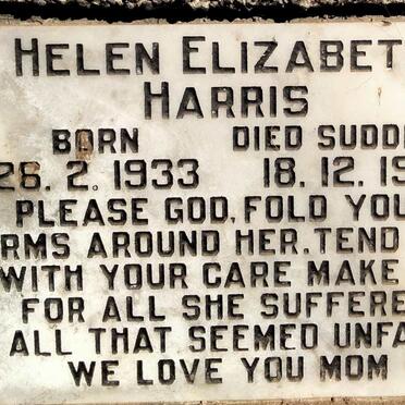 HARRIS Helen Elizabeth 1933-1991