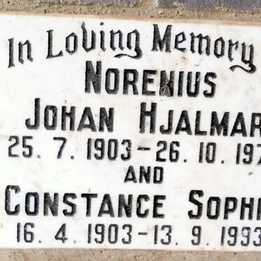 HJALMAR Norenius Johan 1903-1973 & Constance Sophie 1903-1993