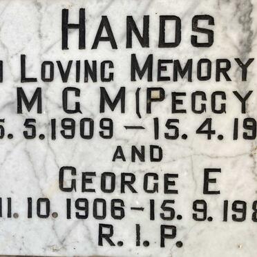 HANDS George E. 1906-1980 & M.C.M.1909-1971 