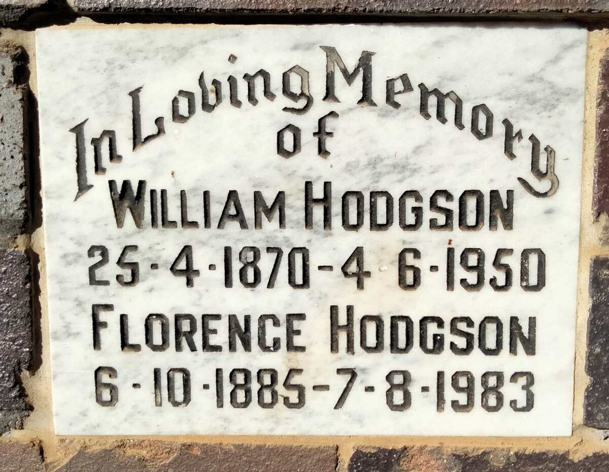 HODGSON William 1870-1950 & Florence 1885-1983