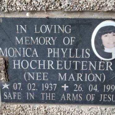 HOCHREUTENER Monica Phyllis nee MARION 1937-1997