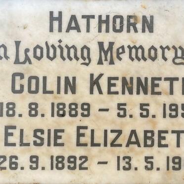 HATHORN Colin Kenneth 1889-1959 & Elsie Elizabeth 1892-1963