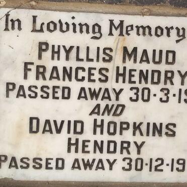 HENDRY David Hopkins -1979 & Phyllis Maud Frances -1971