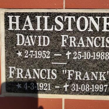 HAILSTONE Francis 1921-1997 :: HAILSTONE David Francis 1952-1988