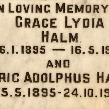 HALM Eric Adolphus 1895-1974 & Grace Lydia 1895-1971