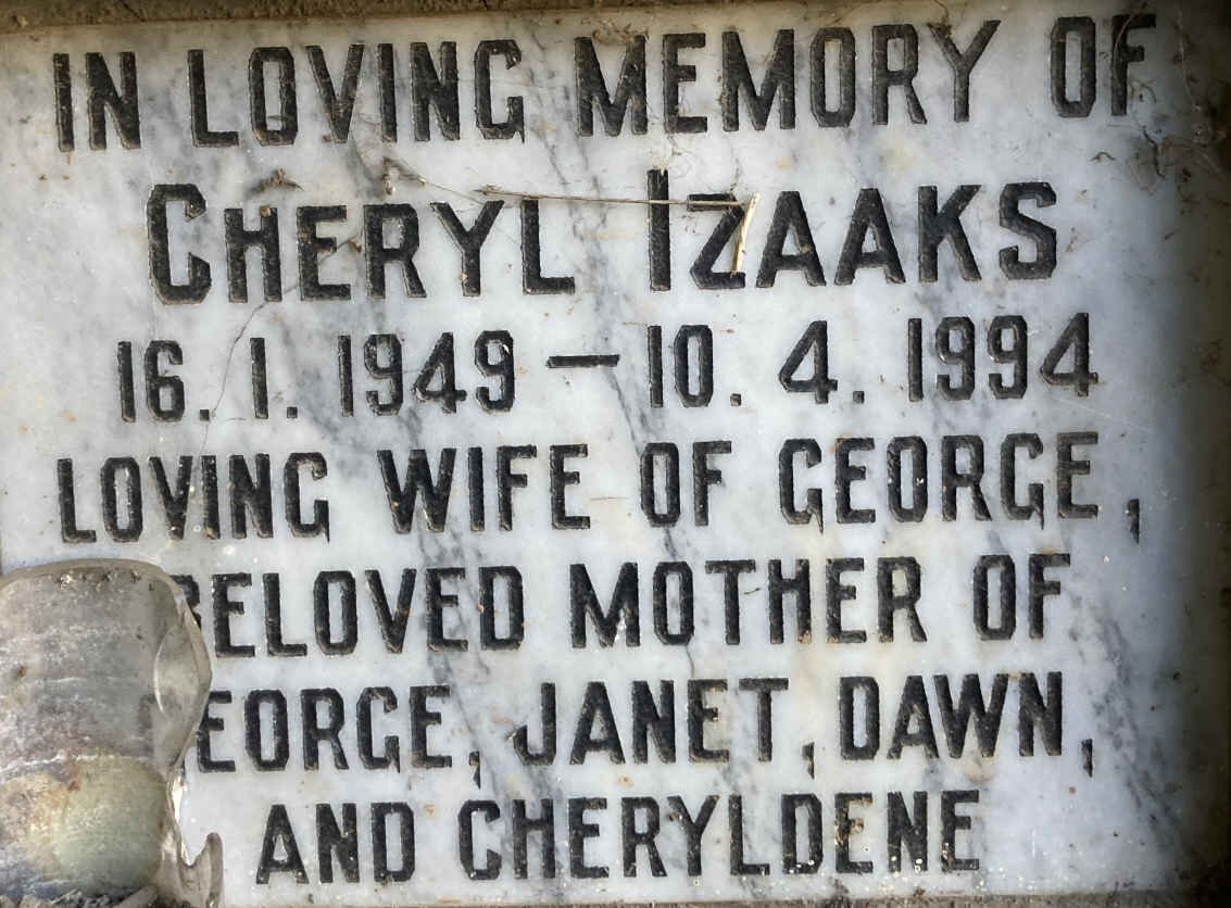 IZAAKS Cheryl 1949-1994