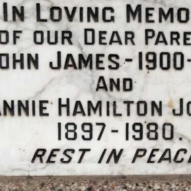 JONES John James 1900-1979 & Annie Hamilton 1897-1980