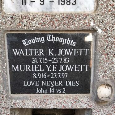 JOWETT Walter K. 1915-1983 & Muriel Y.E. 1916-1997