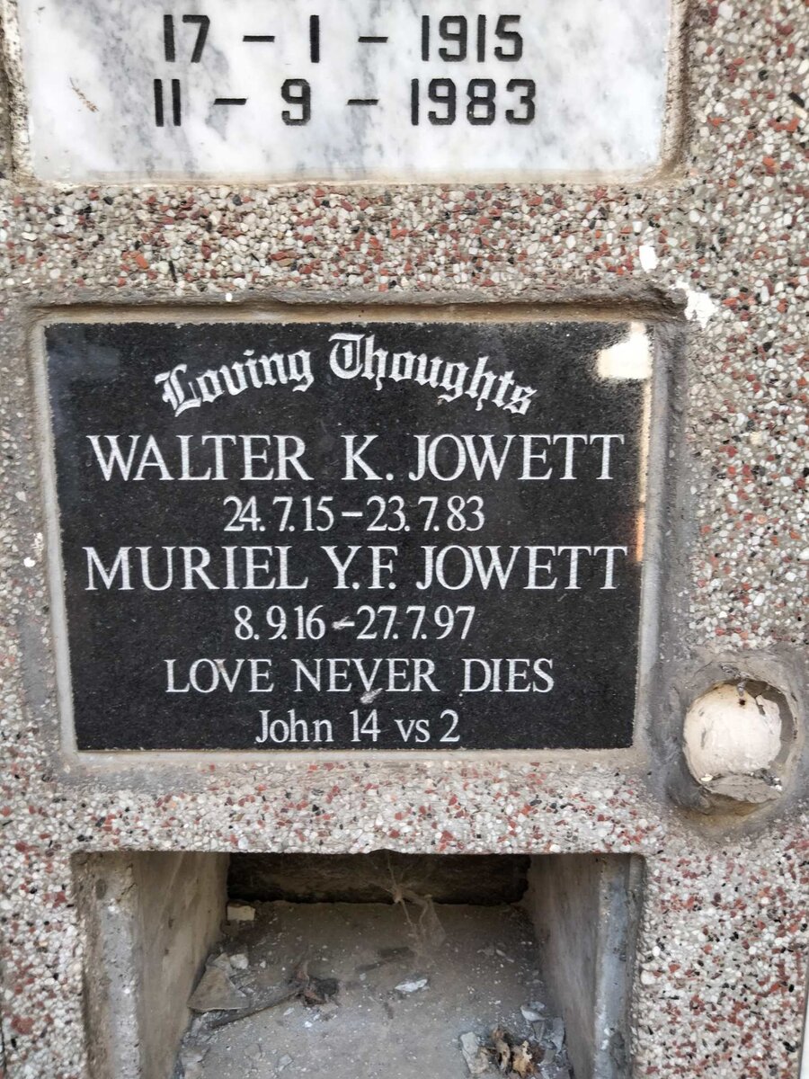 JOWETT Walter K. 1915-1983 & Muriel Y.E. 1916-1997