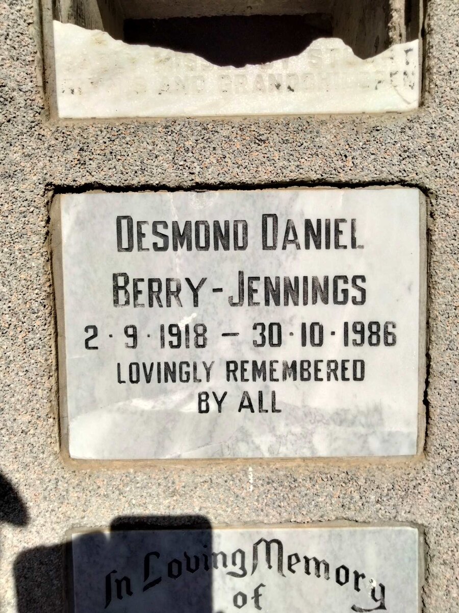 JENNINGS Desmond Daniel, BERRY- 1918-1986
