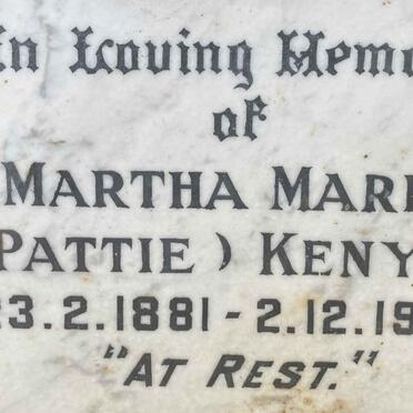 KENYON Martha Maria 1881-1963