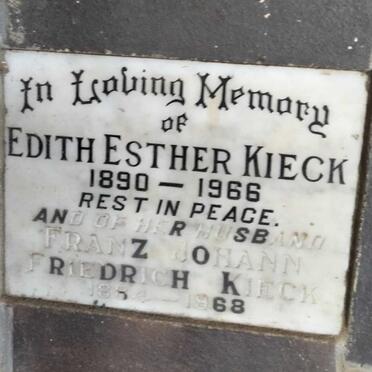 KIECK Franz Johann Friedrich 1884-1968 & Edith Esther 1890-1966