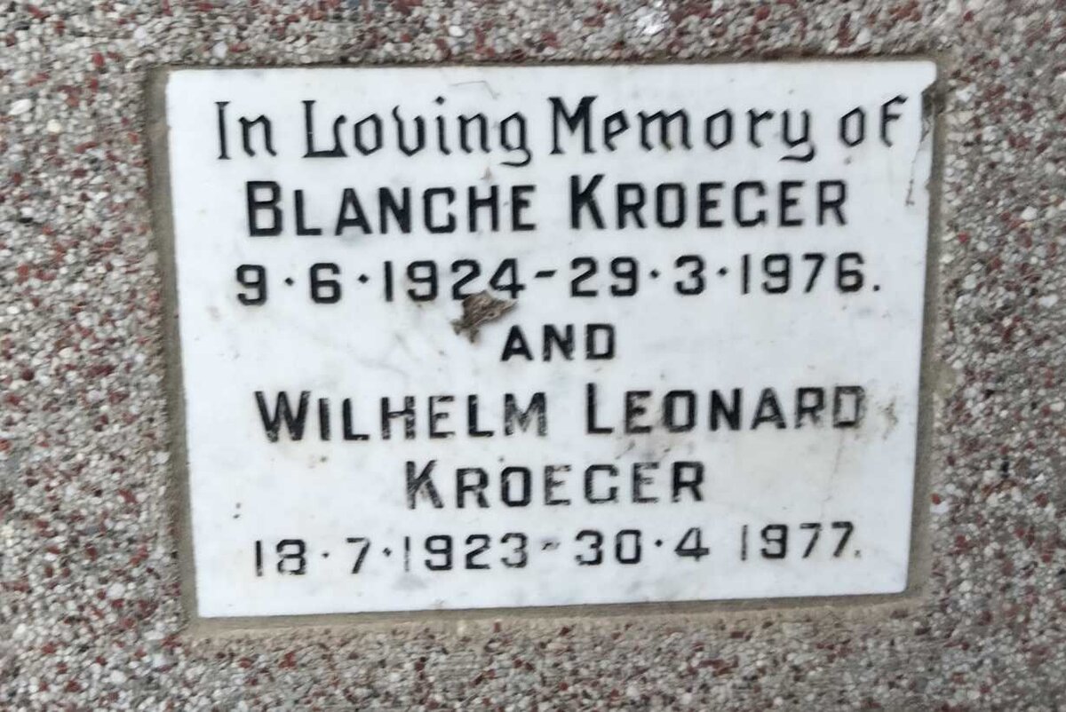 KROEGER Wilhelm Leonard 1923-1977 & Blanche 1924-1976
