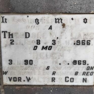 LANE Theodore W.F. 1908-1966 & Helen 1908-1969