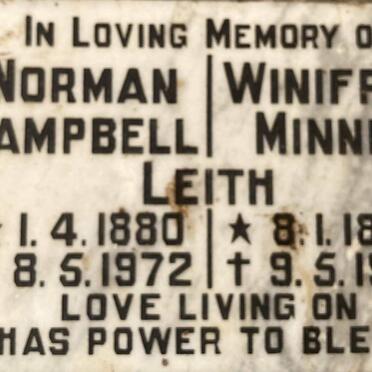 LEITH Norman Campbell 1880-1972 & Winifred Minnie 1884-1972