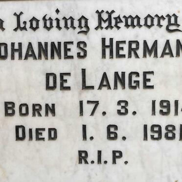 LANGE Johannes Hermanus, de 1914-1981
