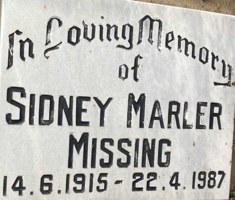 MISSING Sidney Marler 1915-1987