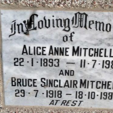 MITCHELL Bruce Sinclair 1918-1985 & Alice Anne 1893-1980