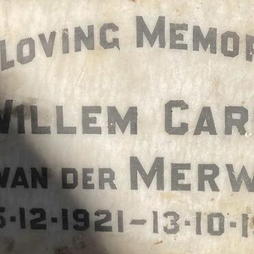 MERWE Willem Carel, van der 1921-1970