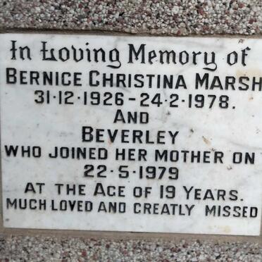 MARSH Bernice Christina 1926-1978 :: MARSH Beverley -1979