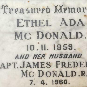 MCDONALD James Frederick -1960 & Ethel Ada -1959