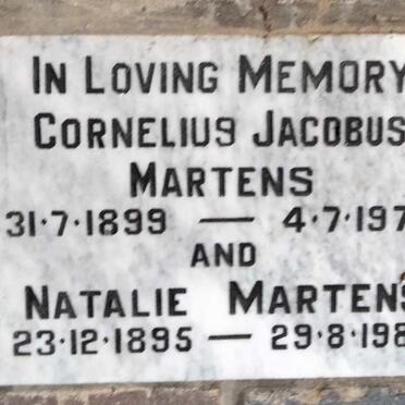 MARTENS Cornelius Jacobus 1899-1974 & Natalie 1895-1982