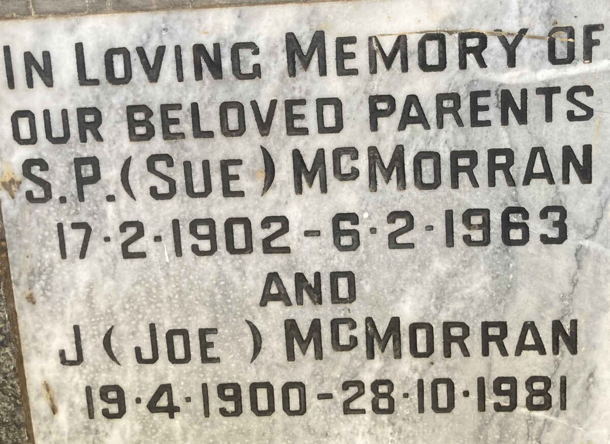 McMORRAN J. 1900-1981 & S.P. 1902-1963