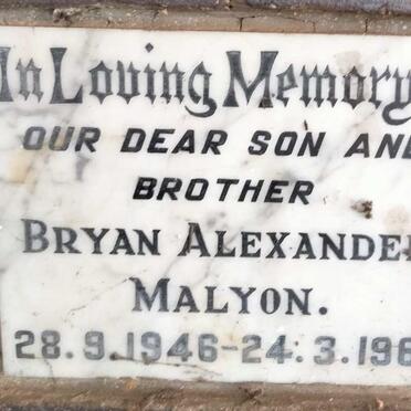 MALYON Bryan Alexander 1946-1967
