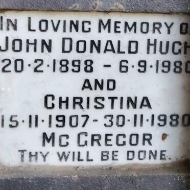 MC GREGOR John Donald Hugh 1898-1980 & Christina 1907-1980