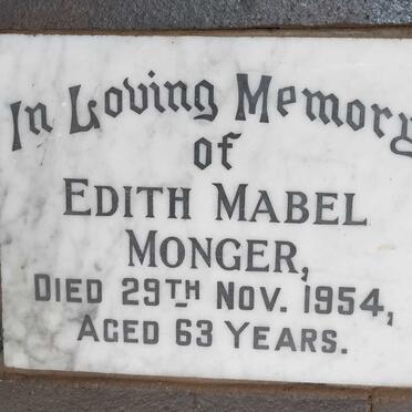 MONGER, Edith Mabel -1954