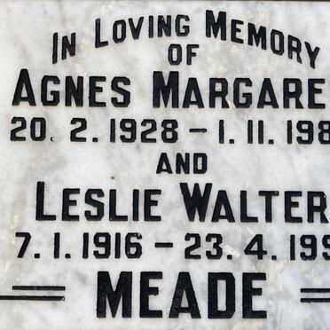 MEADE Leslie Walter 1916-1991 & Agnes Margaret 1928-1982