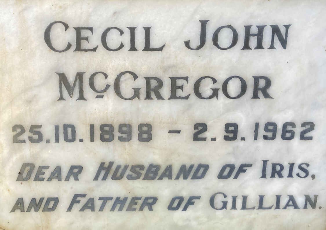 McGREGOR Cecil John 1898-1962