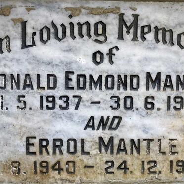 MANTLE Ronald Edmond 1937-1988 :: MANTLE Errol 1948-1968