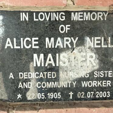 MAISTER Alice Mary Nellie 1905-2003