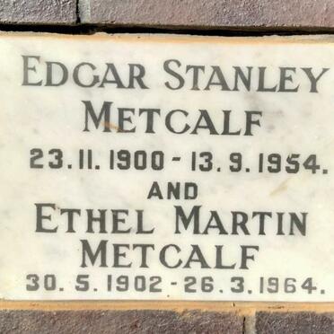 METCALF Edgar Stanley 1900-1954 & Ethel Martin 1902-1964