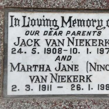 NIEKERK Jack, van 1908-1979 & Martha Jane 1911-1980