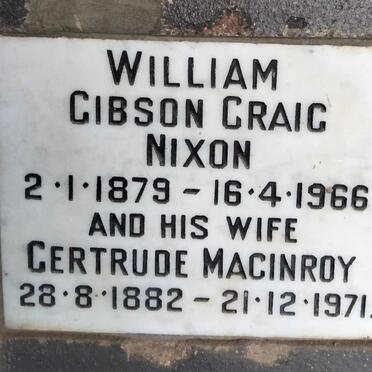 NIXON William Gibson Craig 1879-1966 & Gertrude Macinroy 1882-1971