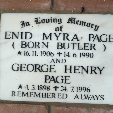 PAGE George Henry 1898-1996 & Enid Myra BUTLER 1906-1990