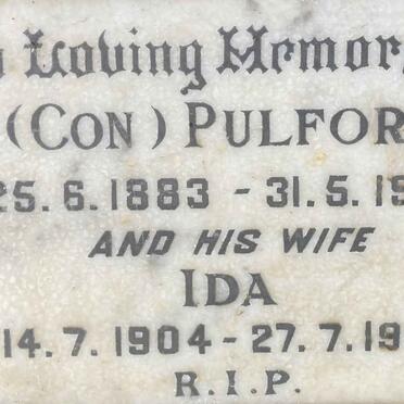 PULFORD Con 1883-1962 & Ida 1904-1964