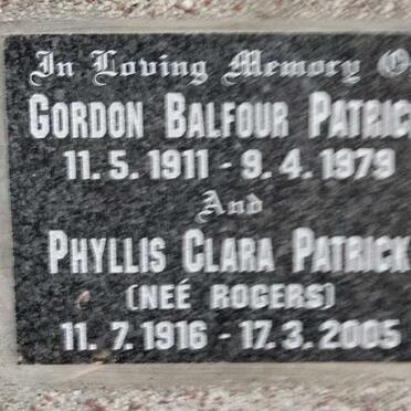 PATRICK Gordon Balfour 1911-1979 & Phyllis Clara ROGERS 1916-2005