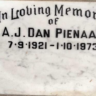 PIENAAR A.J. Dan 1921-1973