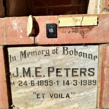 PETERS J.M.E. 1899-1989