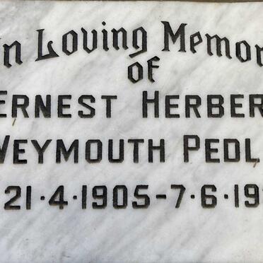 PEDLAR Ernest Herbert Weymouth 1905-1981