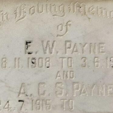 PAYNE E.W. 1908-1990 & A.C.S 1915-