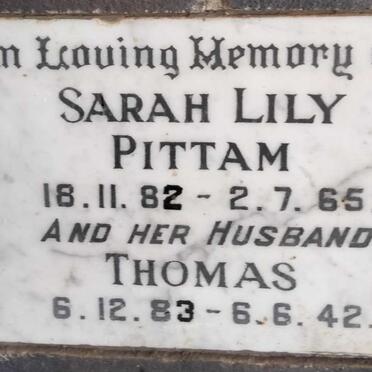 PITTAM Thomas 1883-1942 & Sarah Lily 1882-1965