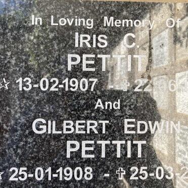 PETTIT Gilbert Edwin 1908-2000 & Iris C. 1907-1981