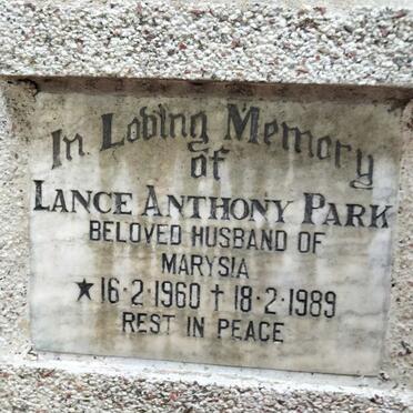PARK Lance Anthony 1960-1989