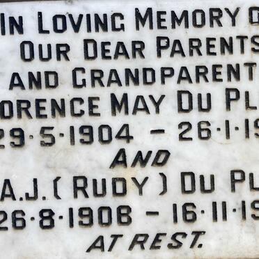 PLOOY G.A.J., du 1906-1980 & Florence May 1904-1977