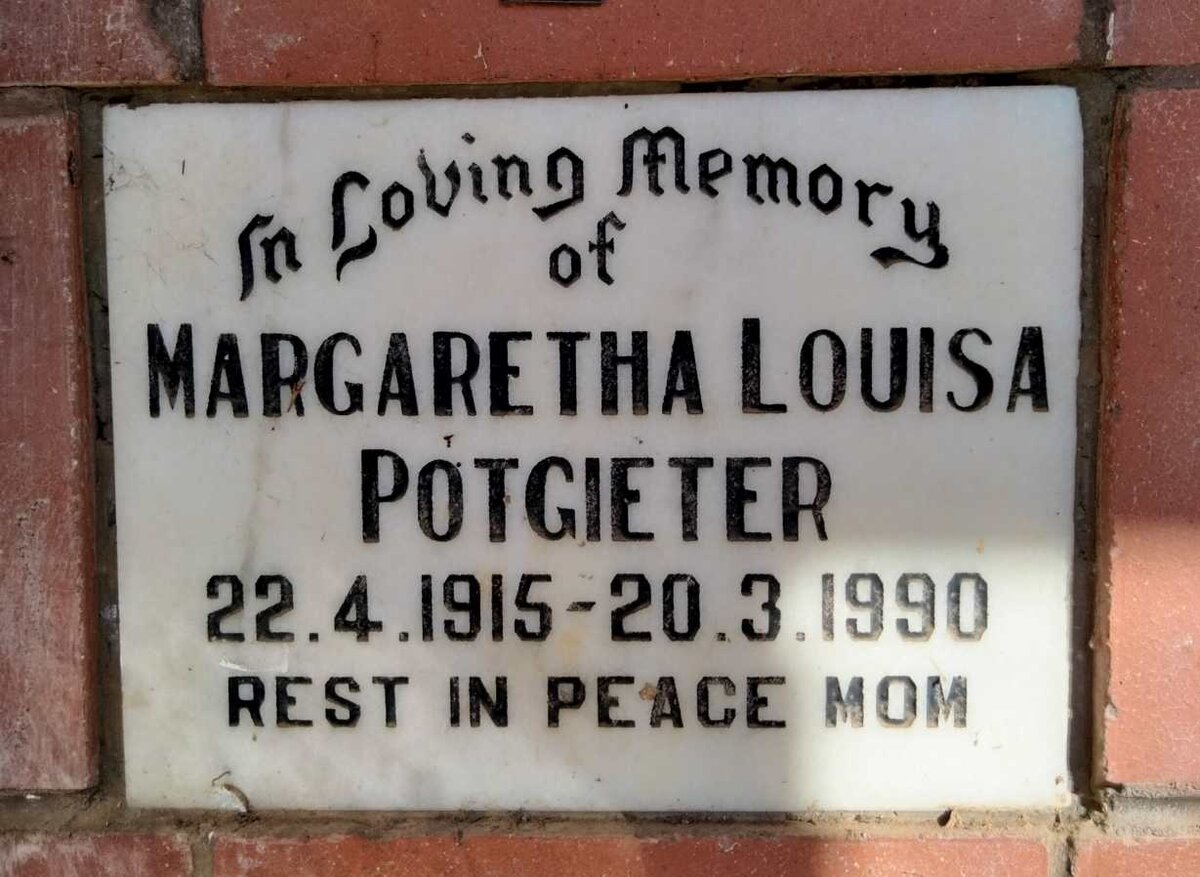 POTGIETER Margaretha Louisa 1915-1990