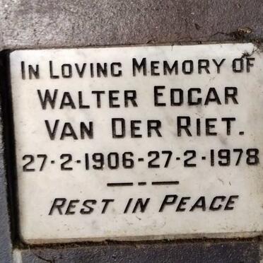 RIET Walter Edgar, van der 1906-1978